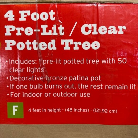 4ft Prelit Indoor Outdoor Tree in Weighted Resin Bronze Patina Pot Clear Lights - Picture 13 of 14